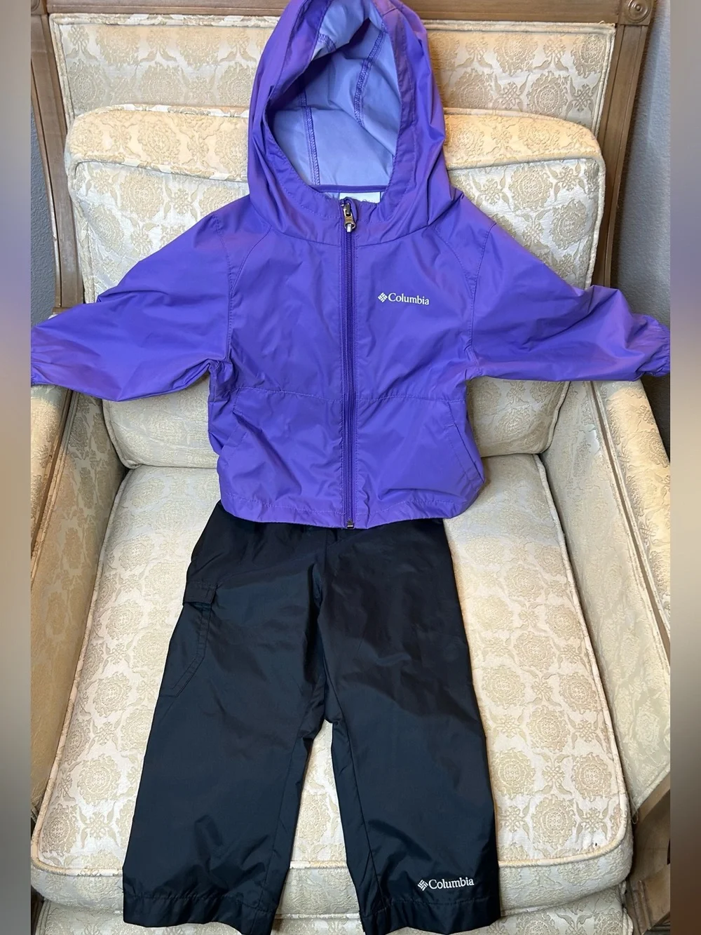 Baby Columbia Purple Hooded Jacket with Black Snow Pants